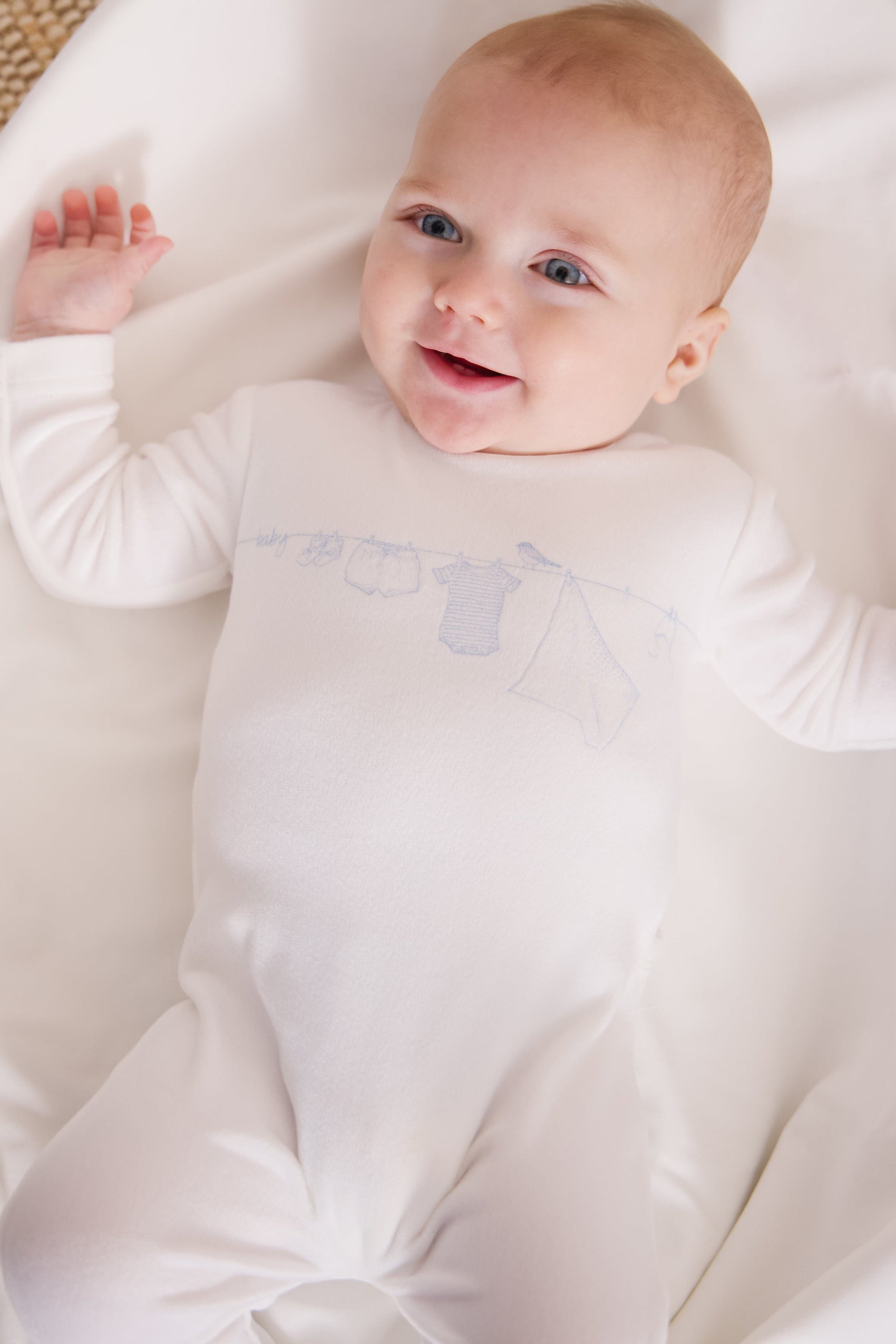 Spring Velour Footie - Blue