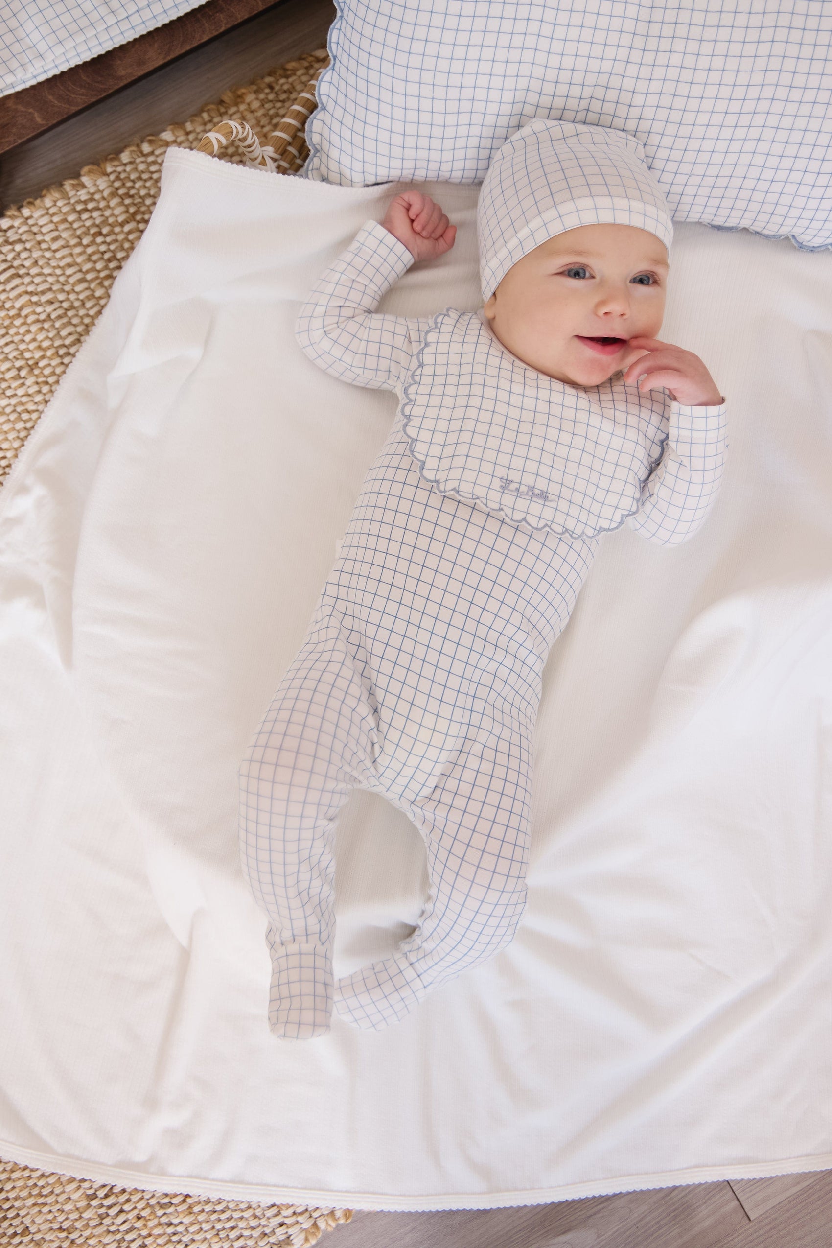 Teddy Au Pane Footie + Hat - Blue