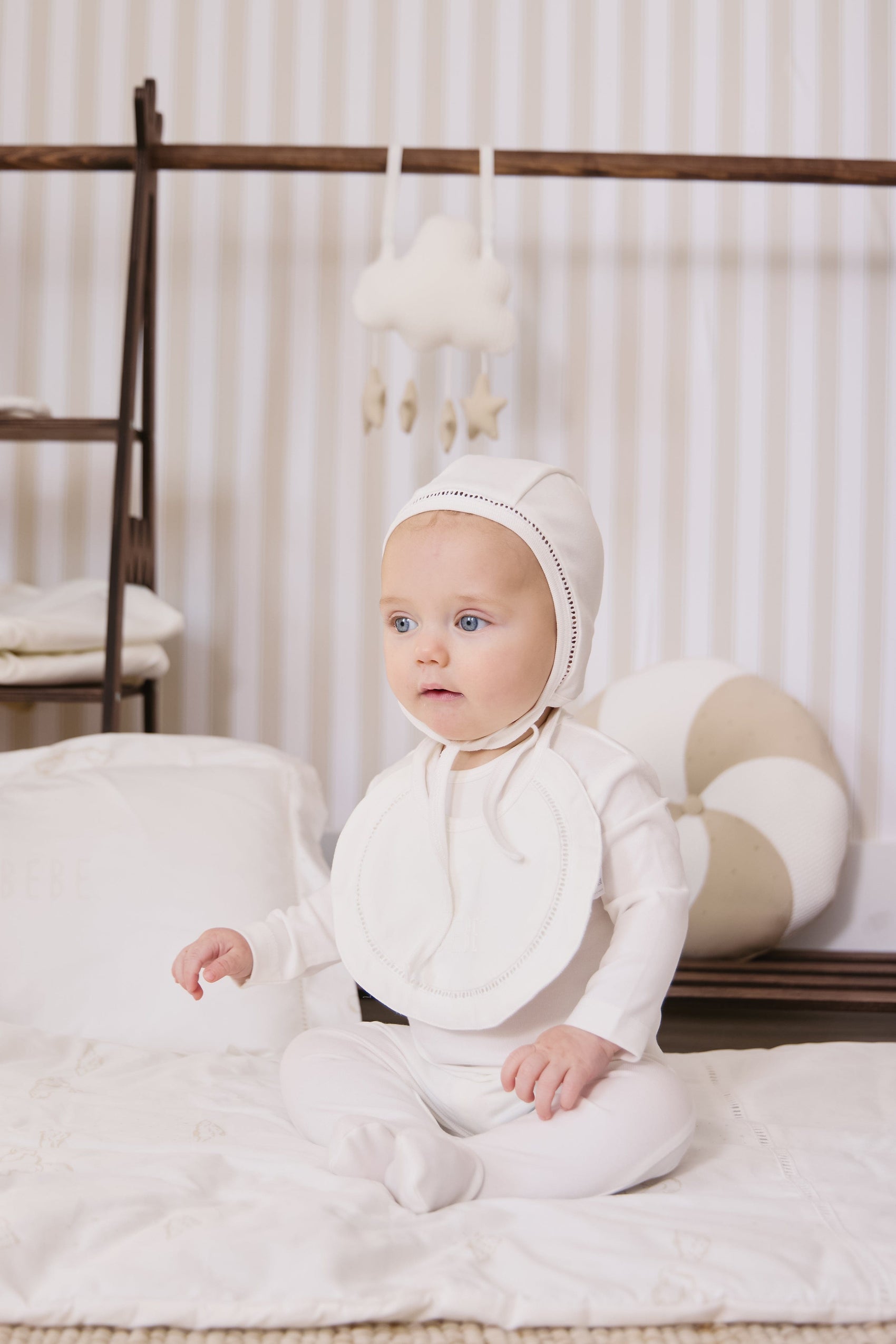 Bebe Footie+Hat Set - White