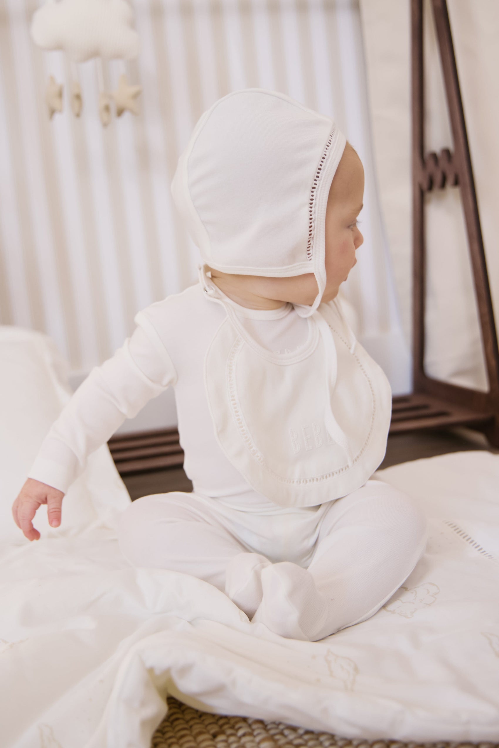 Bebe Footie+Hat Set - White