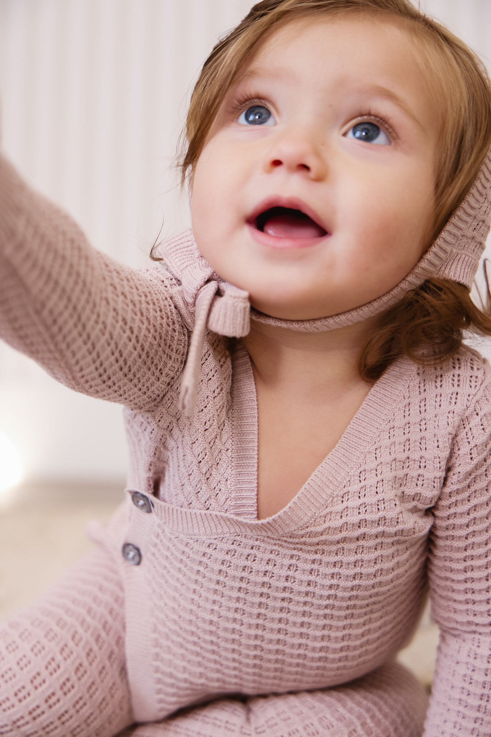 Textured Wrap Knit 2pc Set - Pink