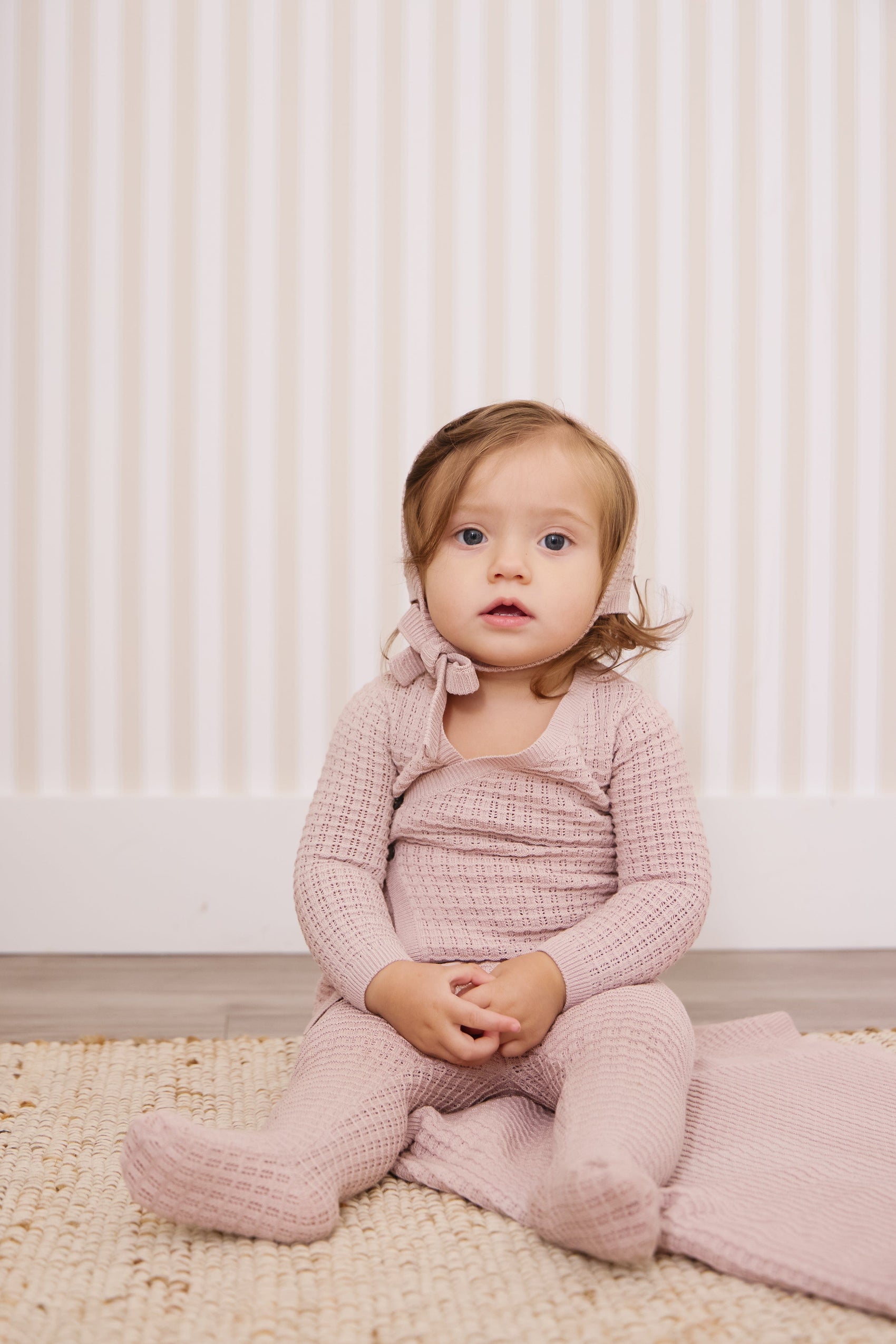 Textured Wrap Knit 4pc Set - Pink