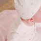 Little Crown Pattern Terry Footie + Hat - Pink