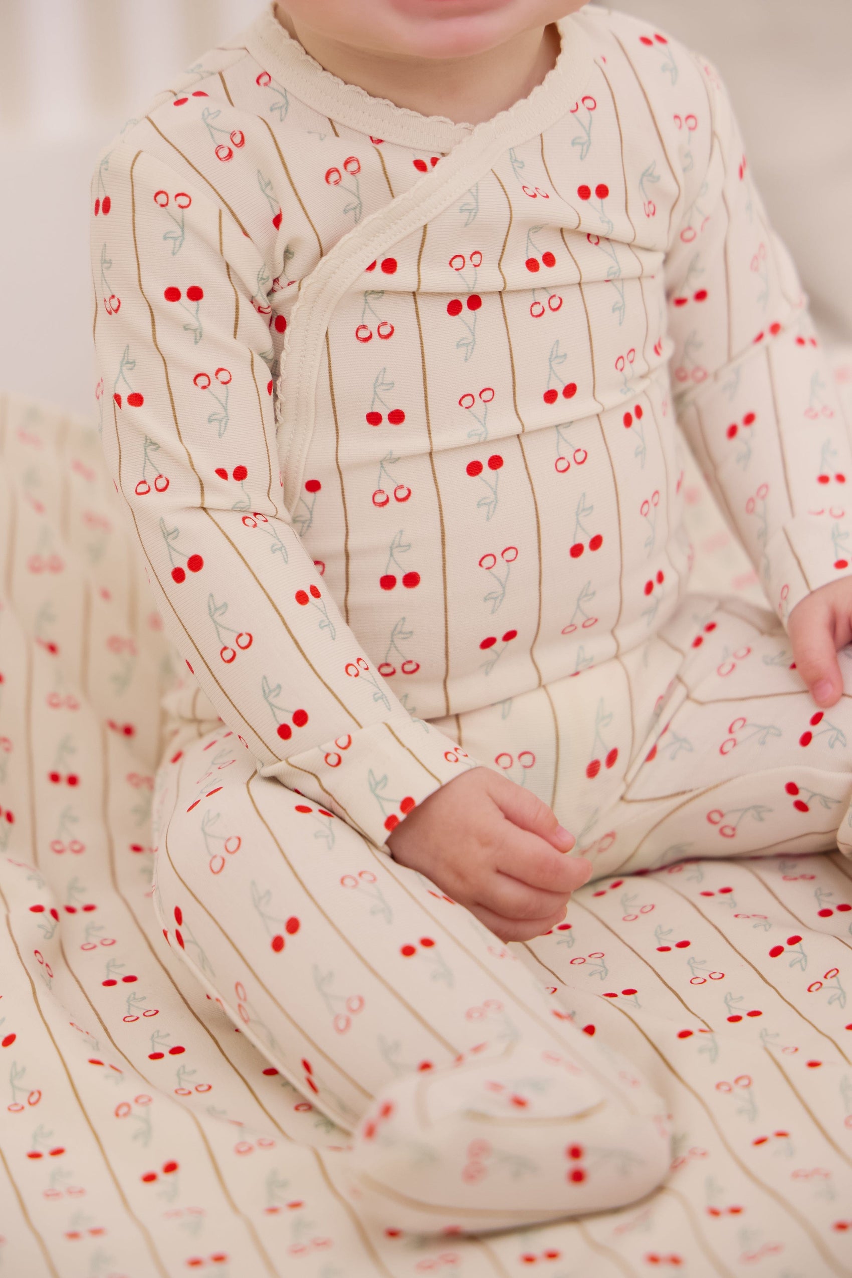 Cerise Footie + Hat - Red