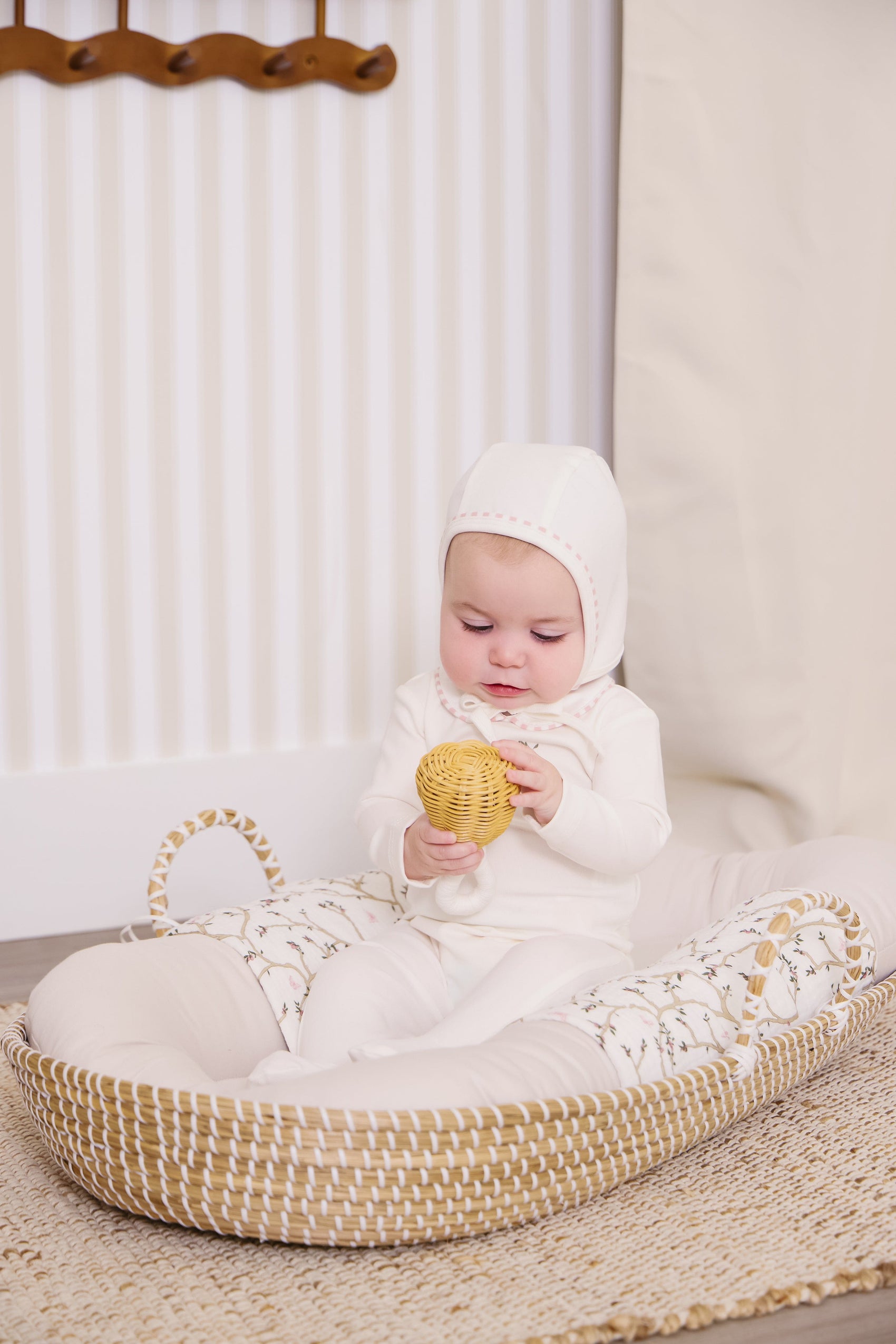 Magical Meadow Collar Footie + Hat - White Pink