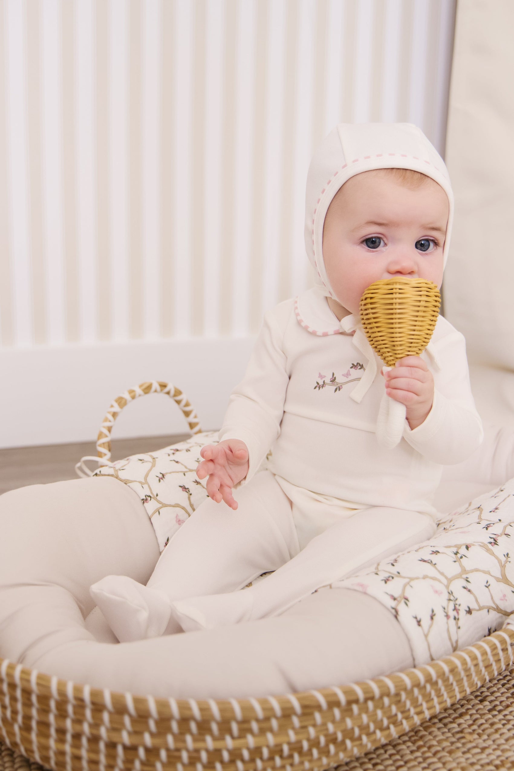 Magical Meadow Collar Footie + Hat - White Pink