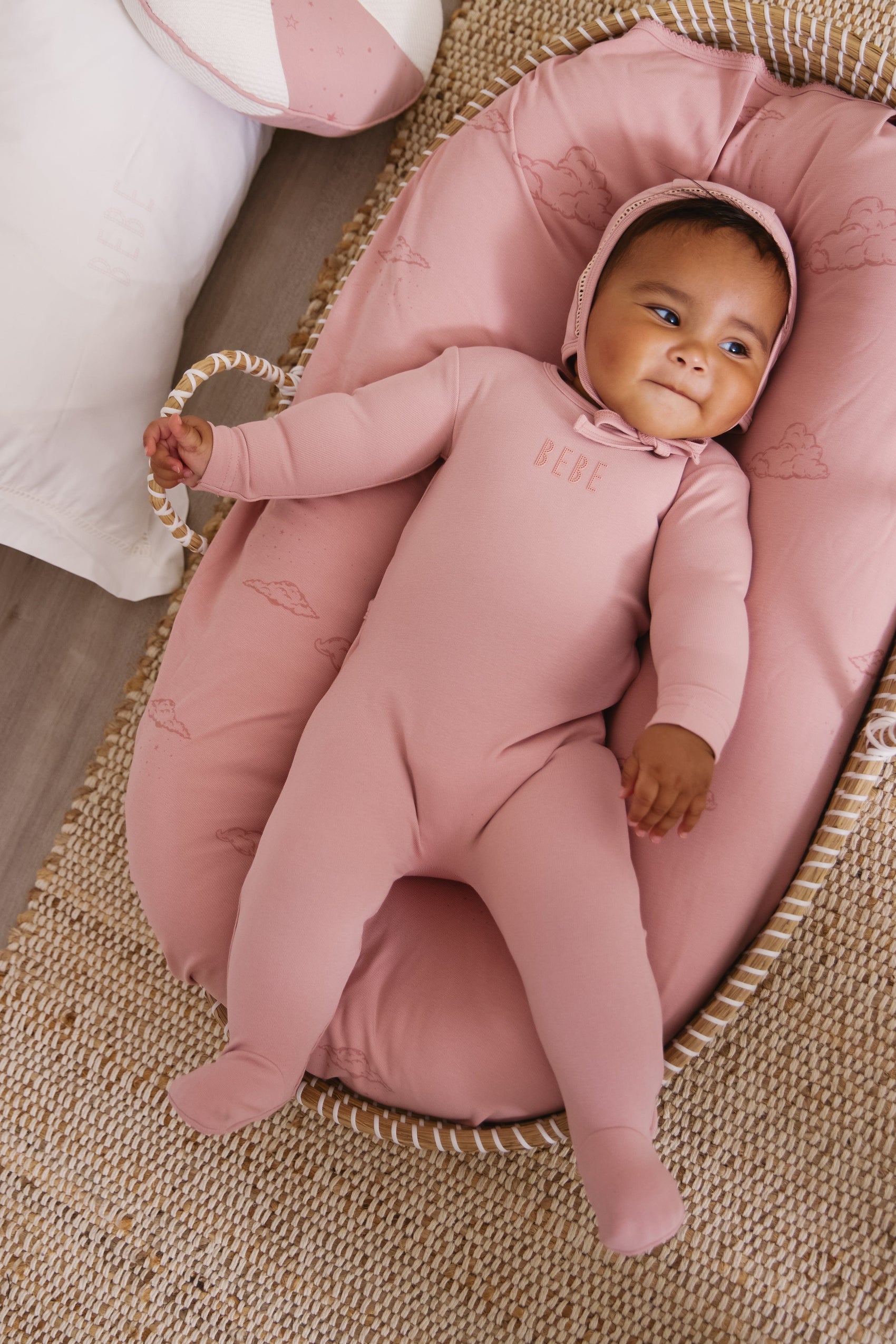 Bebe Footie+Hat Set - Pink