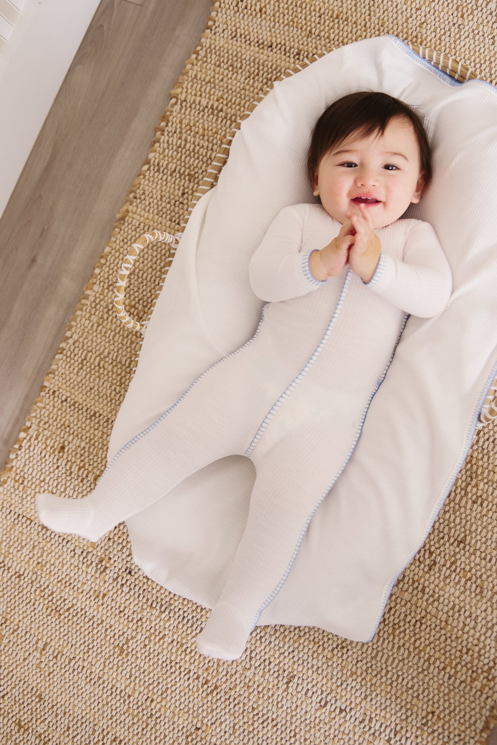 Bunny Rib Footie - Blue