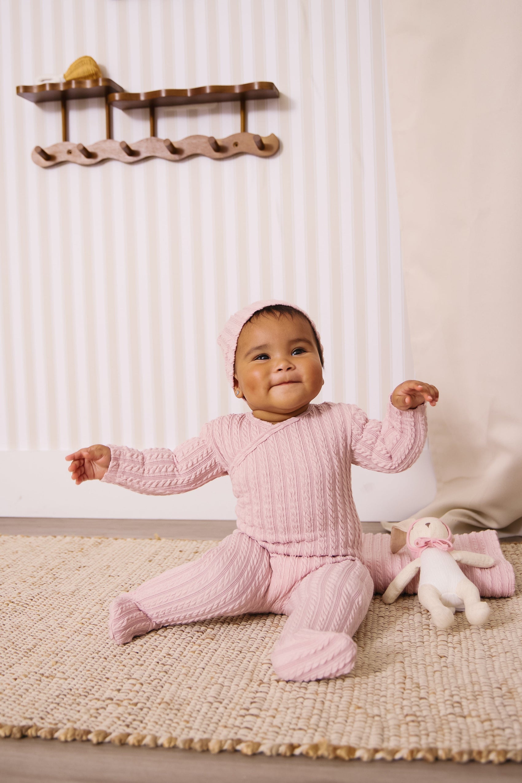 Cable Wrap Footie - Pink