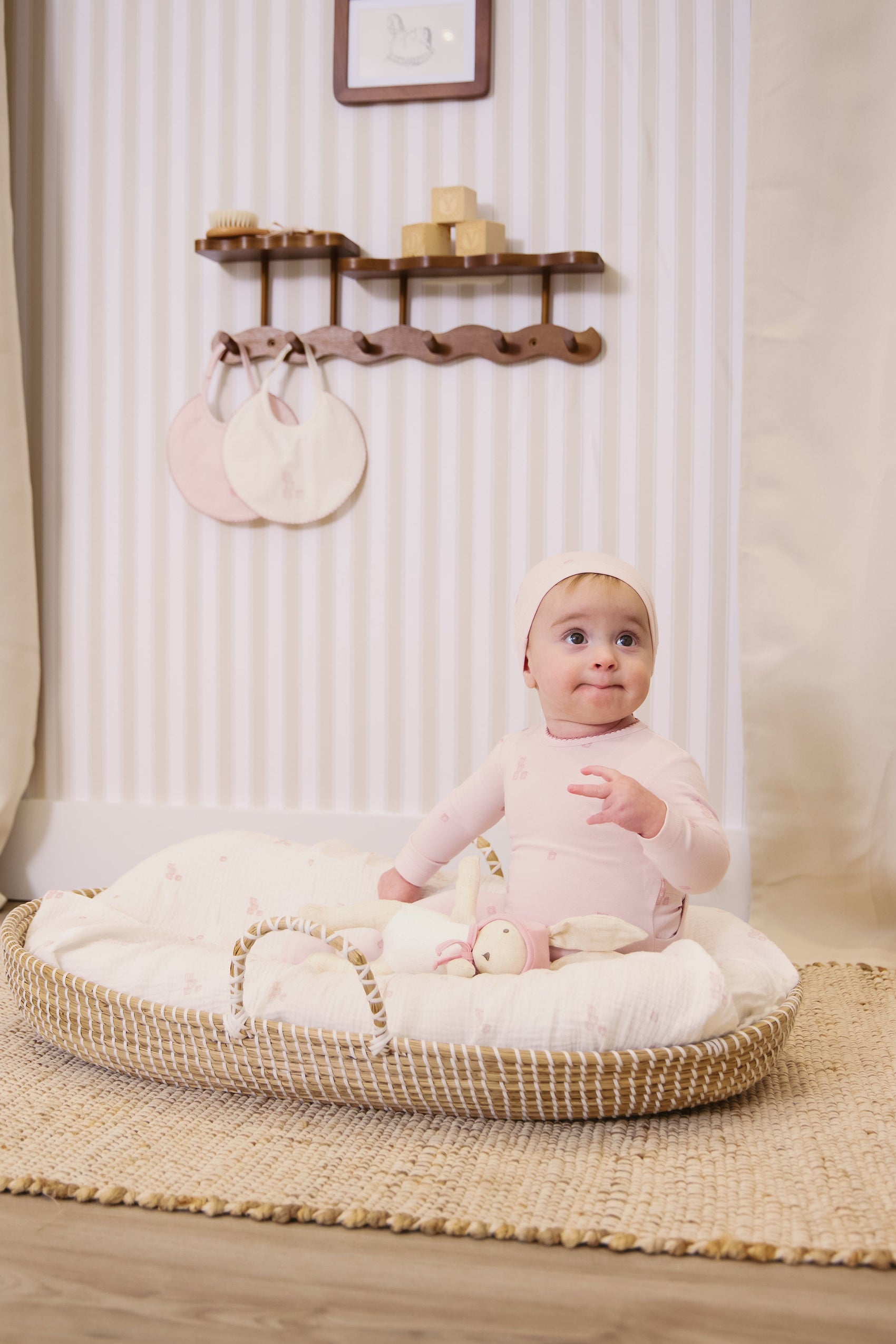 Baby Blocks Swaddle - White Pink