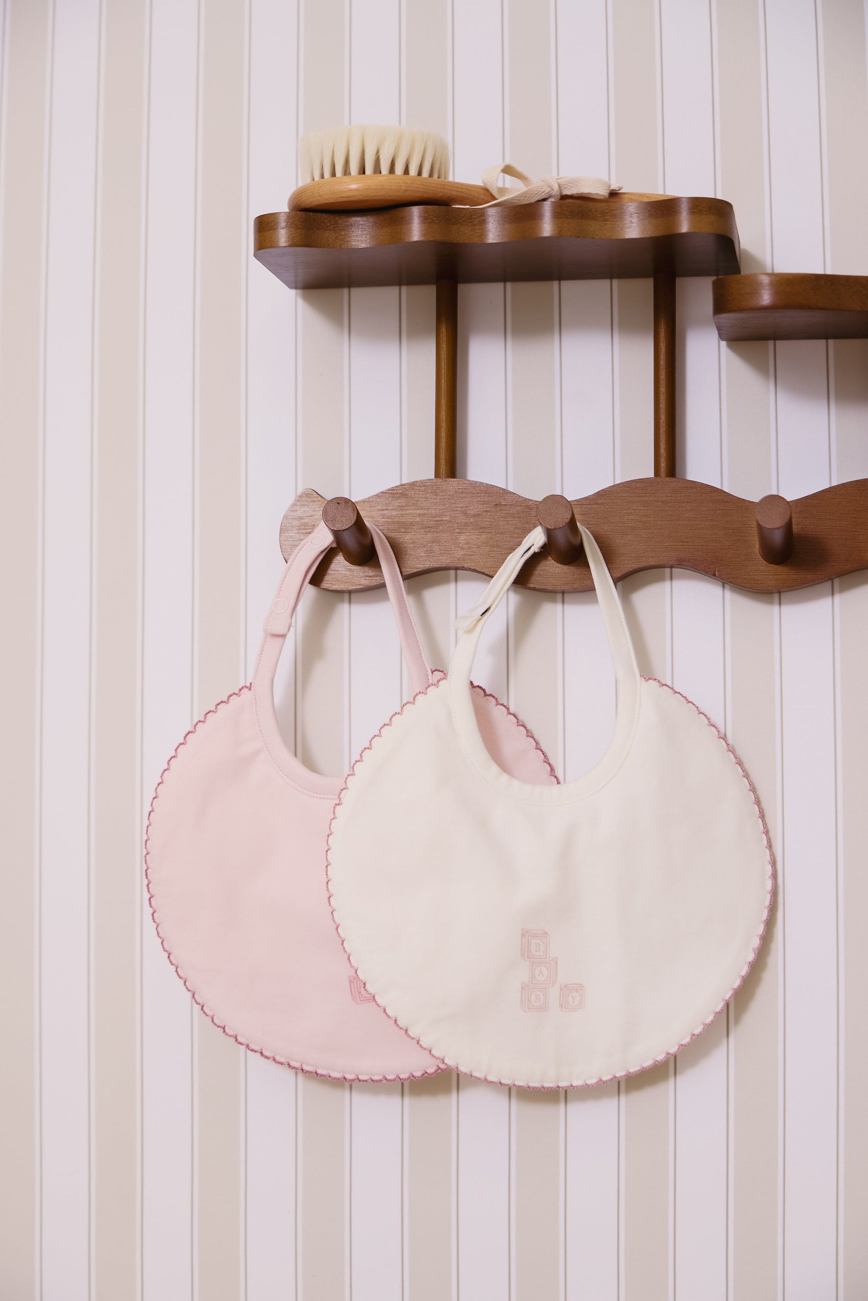 Baby Blocks Bib - White Pink