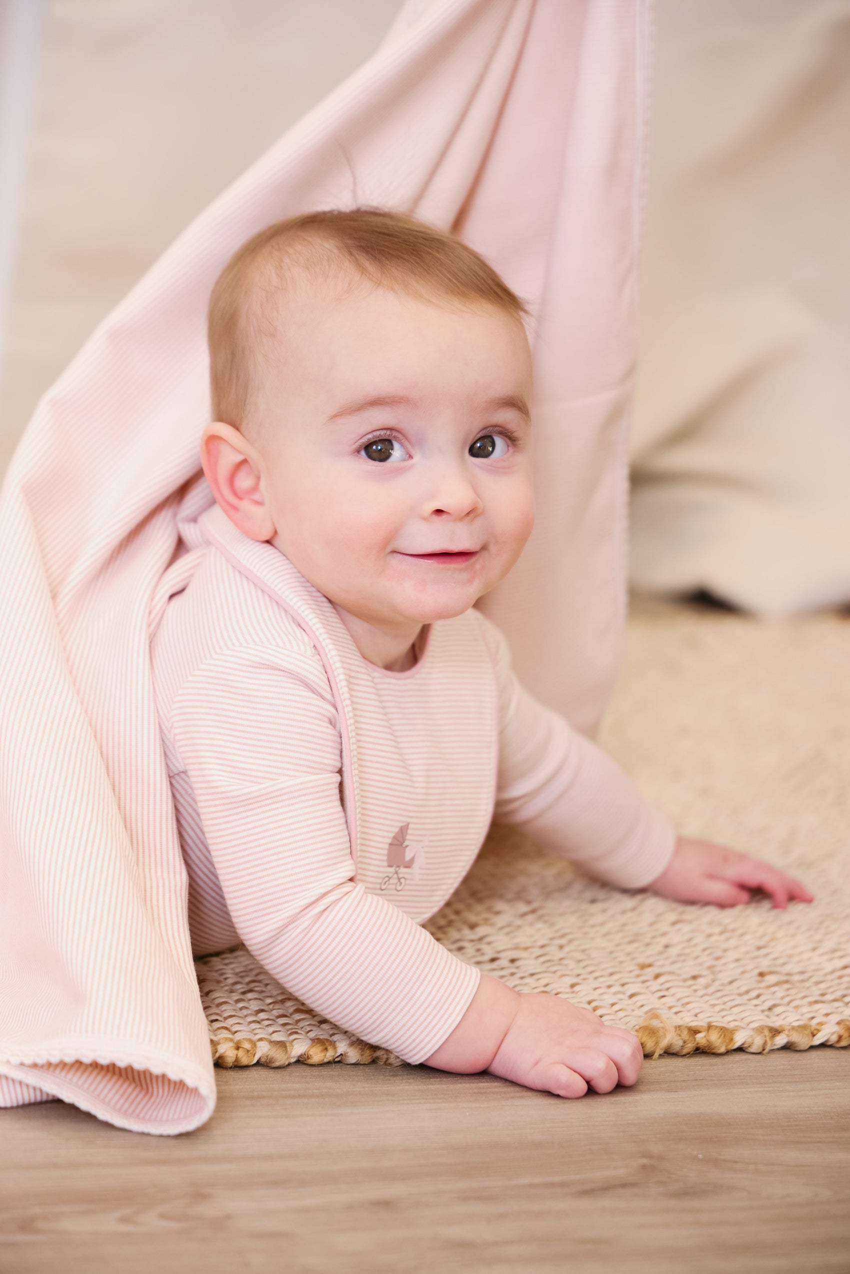 Carrera Pinstripe Footie 3PC Set - Pink