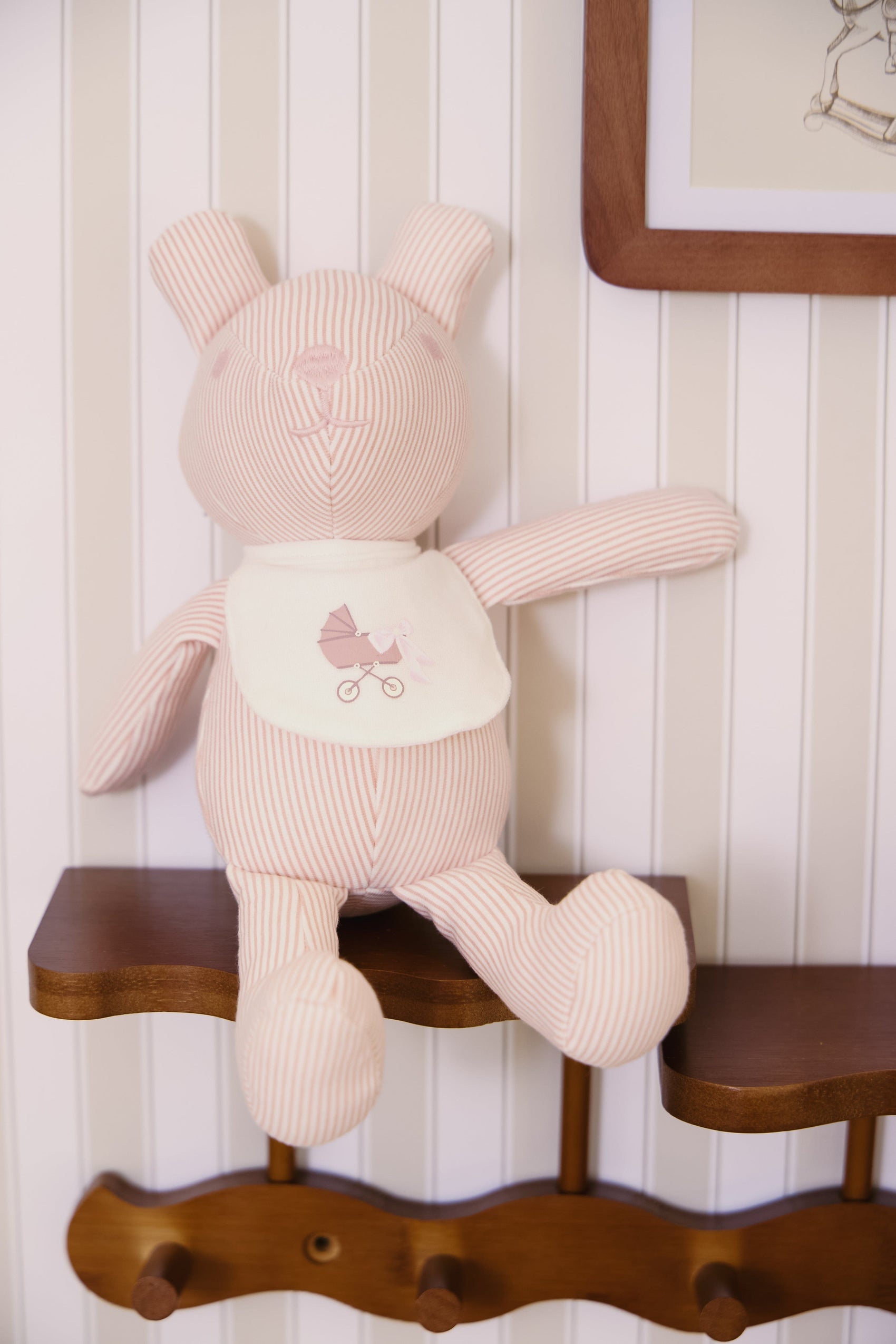 Carrera Pinstripe Teddy w/ Bib - Pink