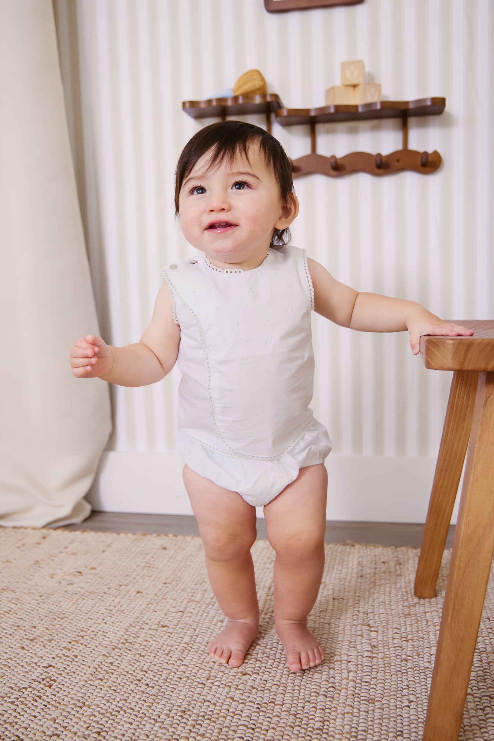 Dot Embroidered Wrap Set - Blue