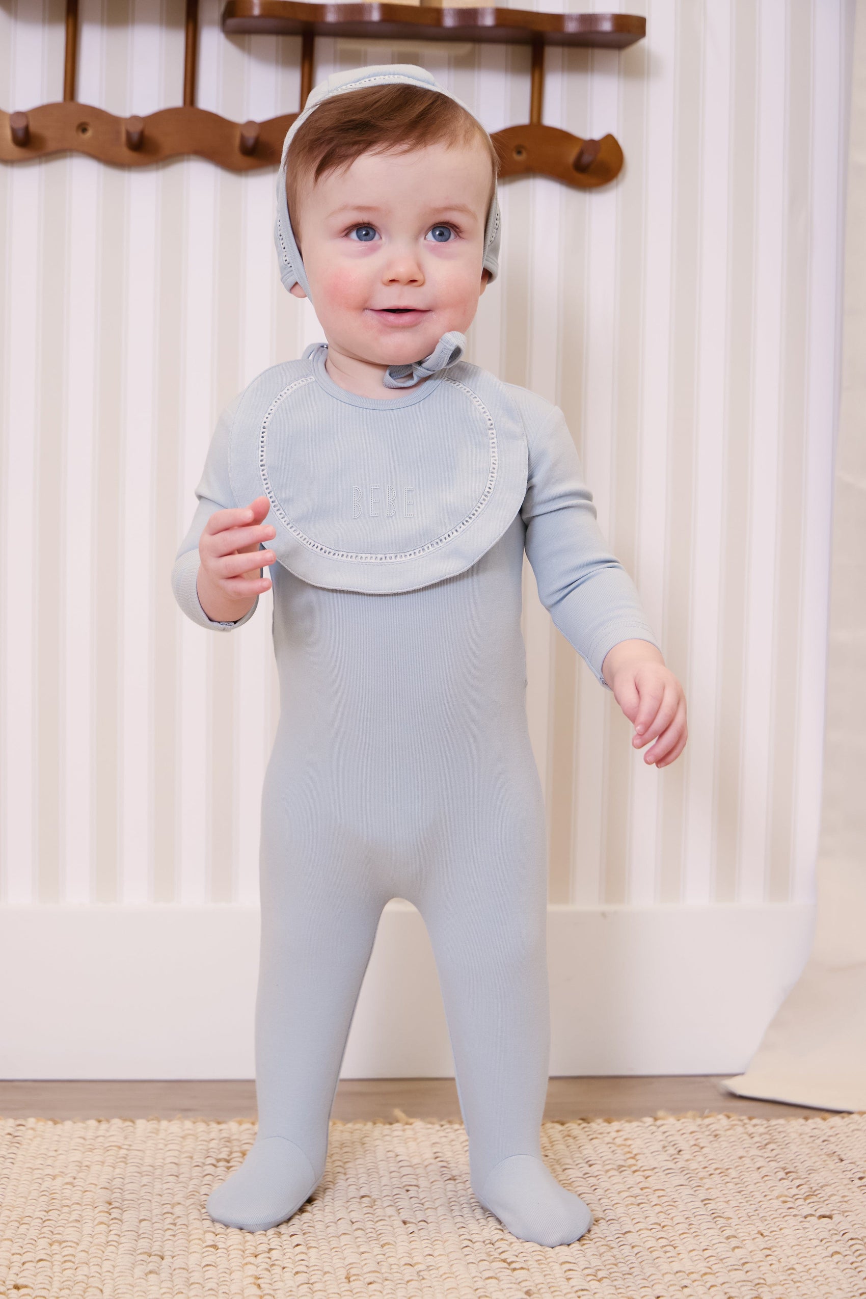 Bebe Footie+Hat Set - Blue