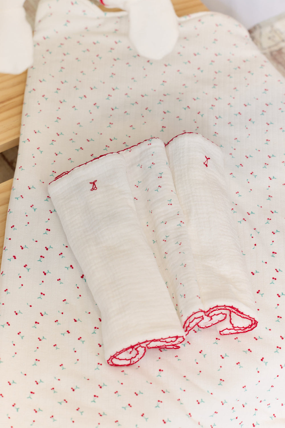 Cherry Burp Cloth Set of 3 - Red