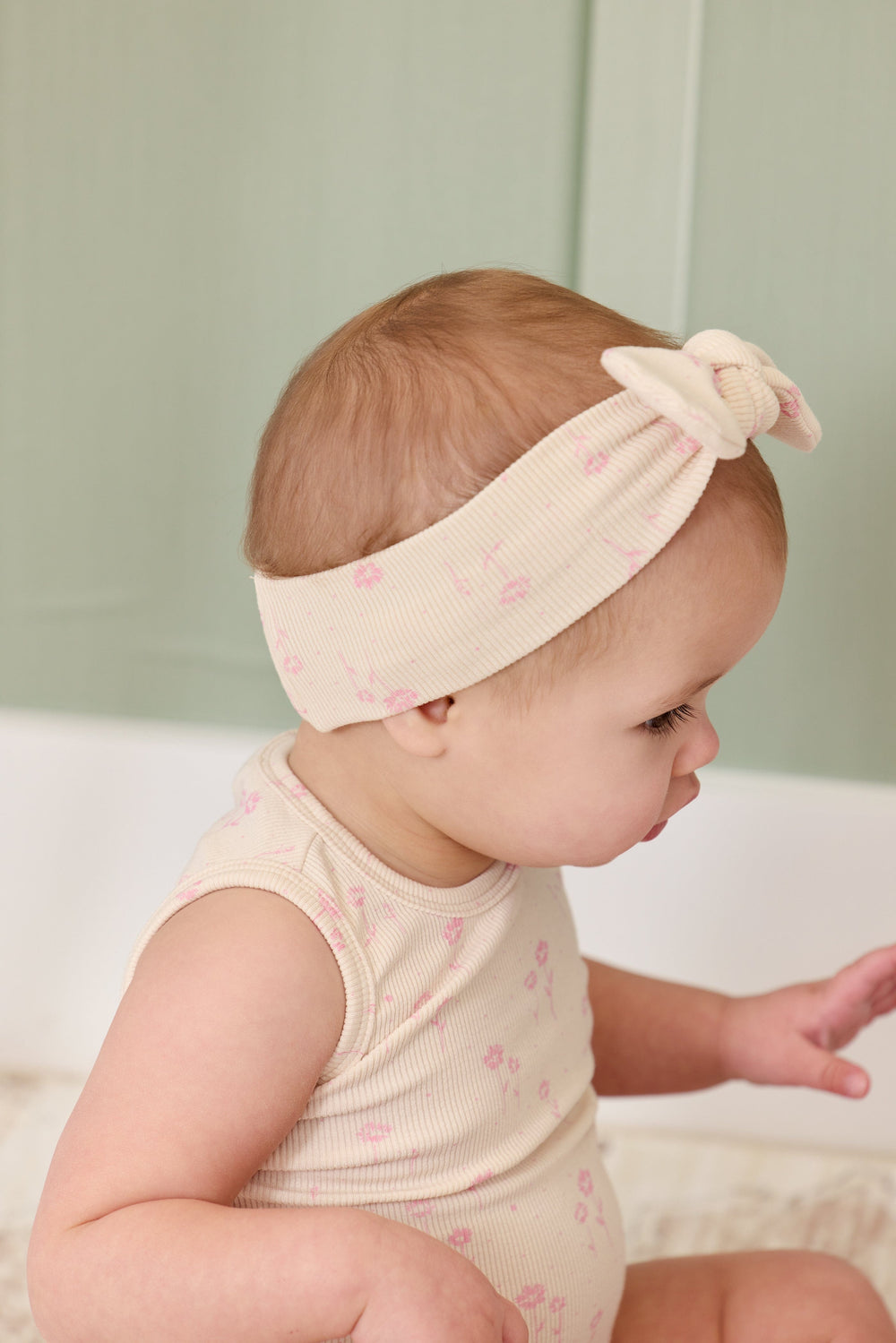 Floral Rib Headband - Pink