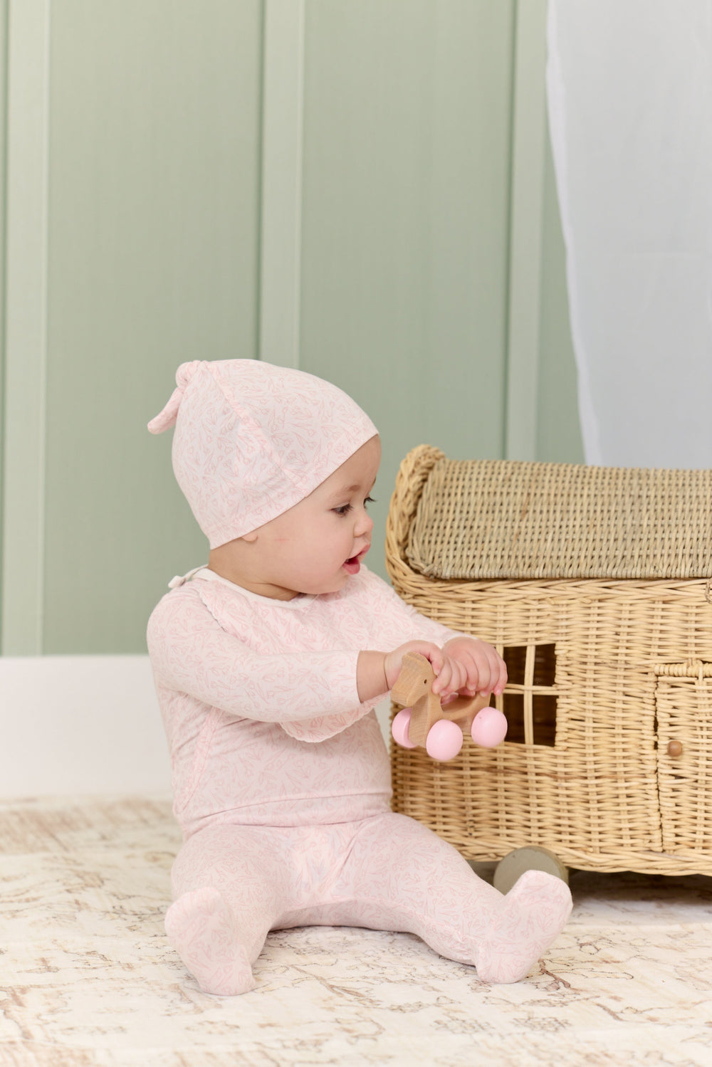 Tulip Romper + Hat Set - Pink