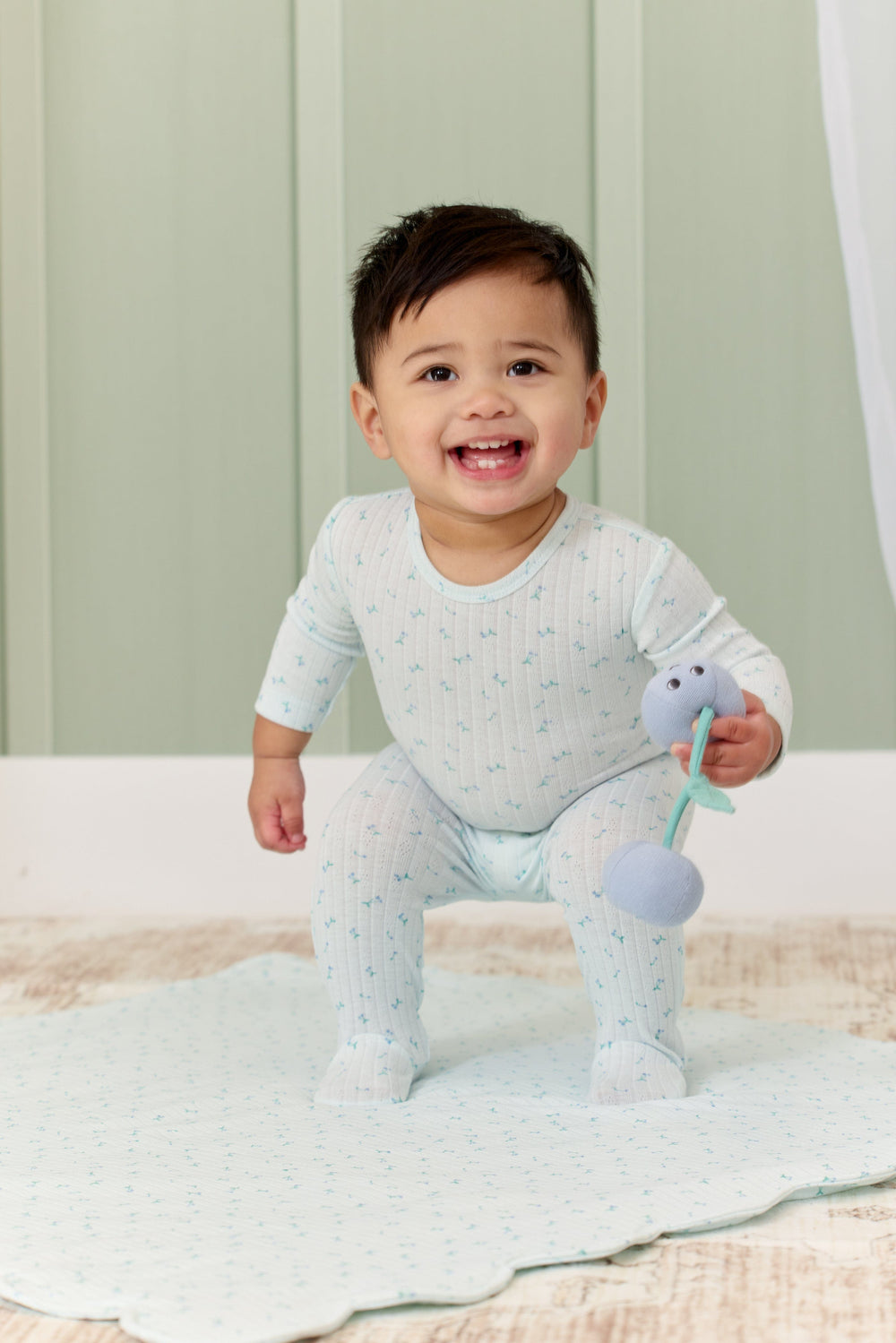 Cherry Romper - Blue