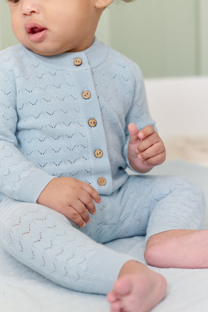 
                  
                    Zig Zag Pointelle Knit Cardigan - Sage
                  
                