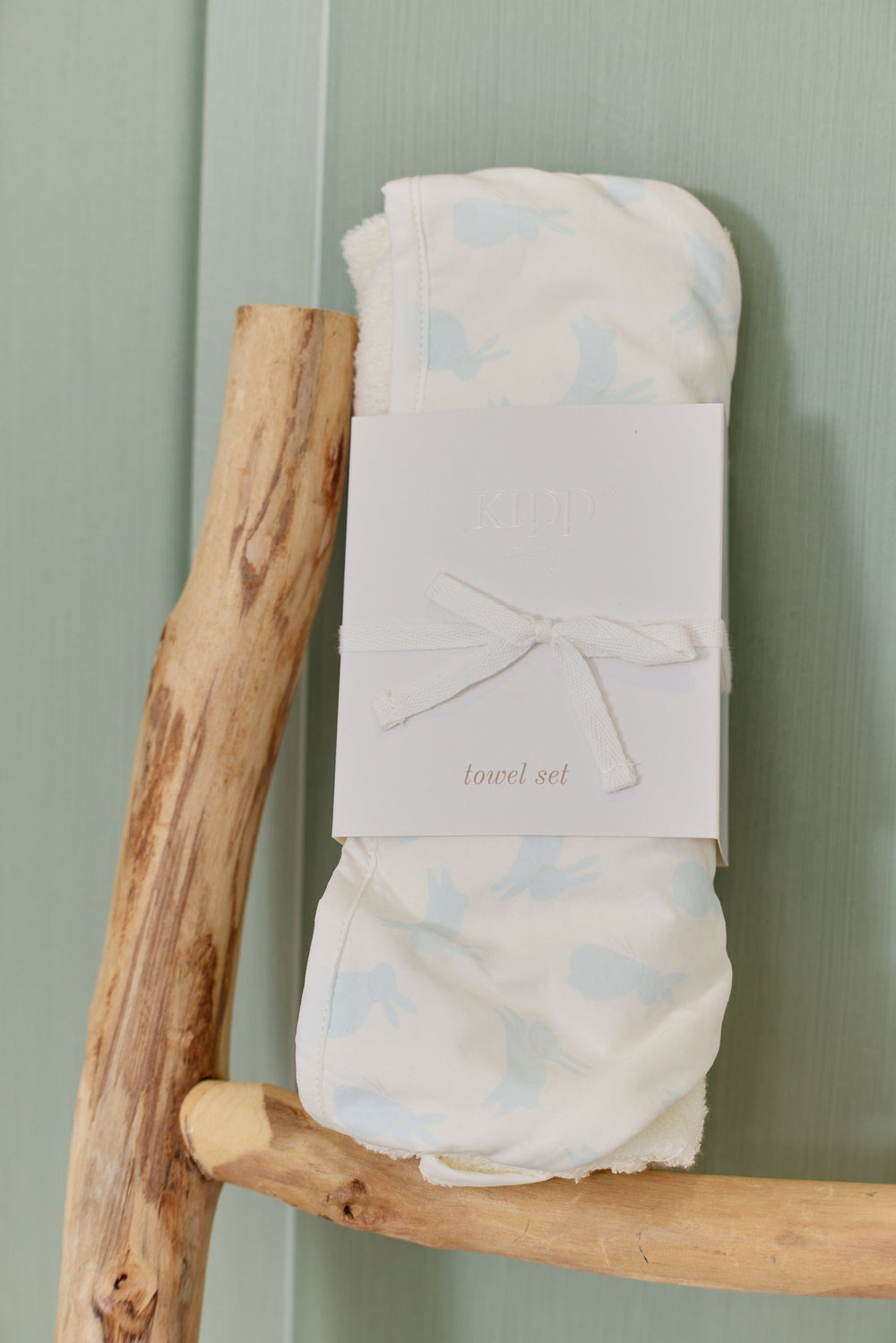 Bunny Print Towel & Mitt Set - Blue