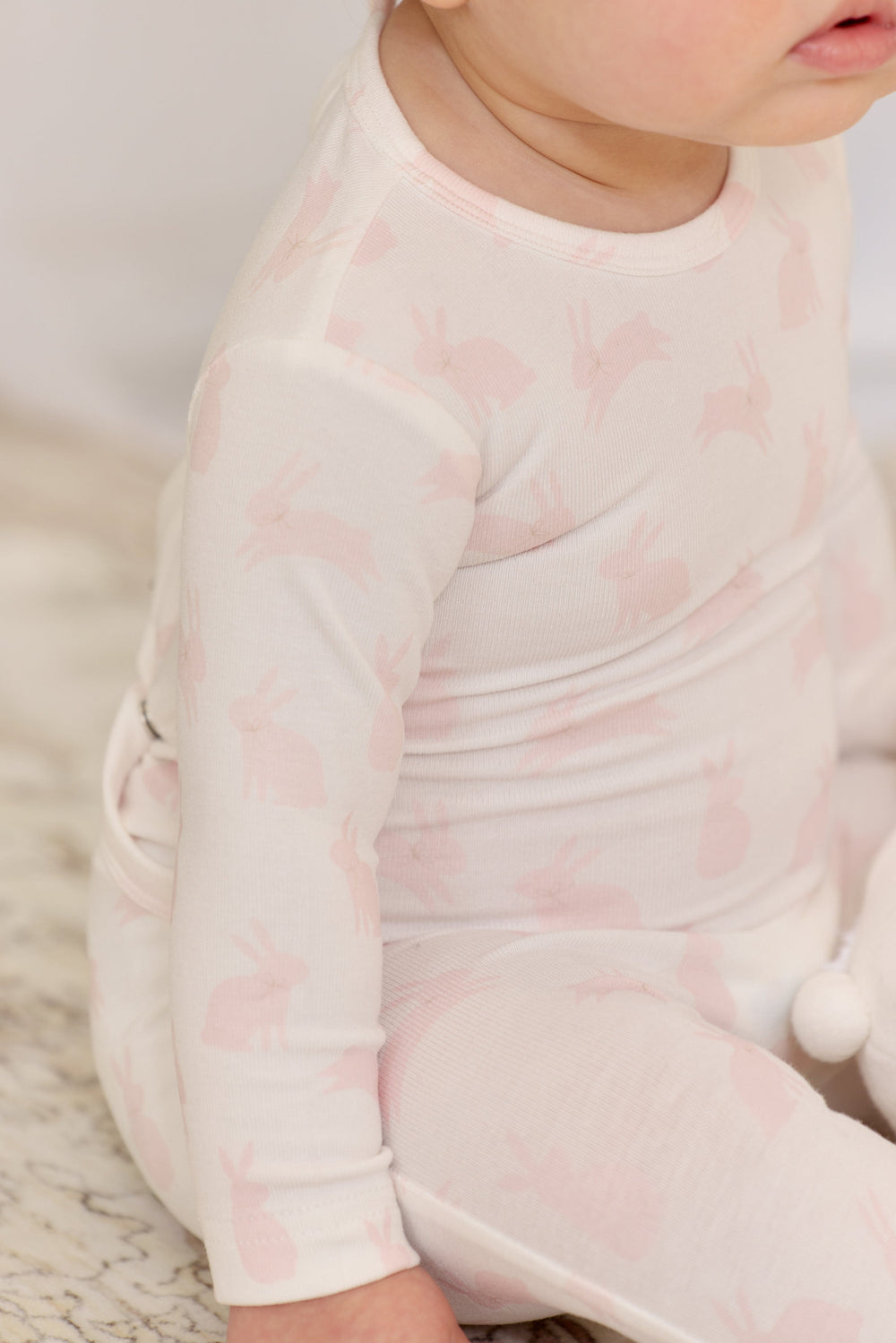 Bunny Print Romper - Pink