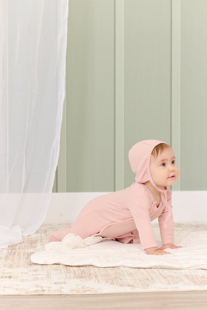 
                  
                    Rib KB Romper + Bonnet Set - Pink
                  
                