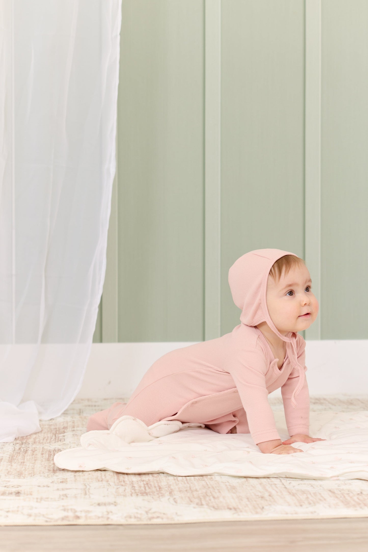 
                  
                    Rib KB Romper + Bonnet Set - Pink
                  
                