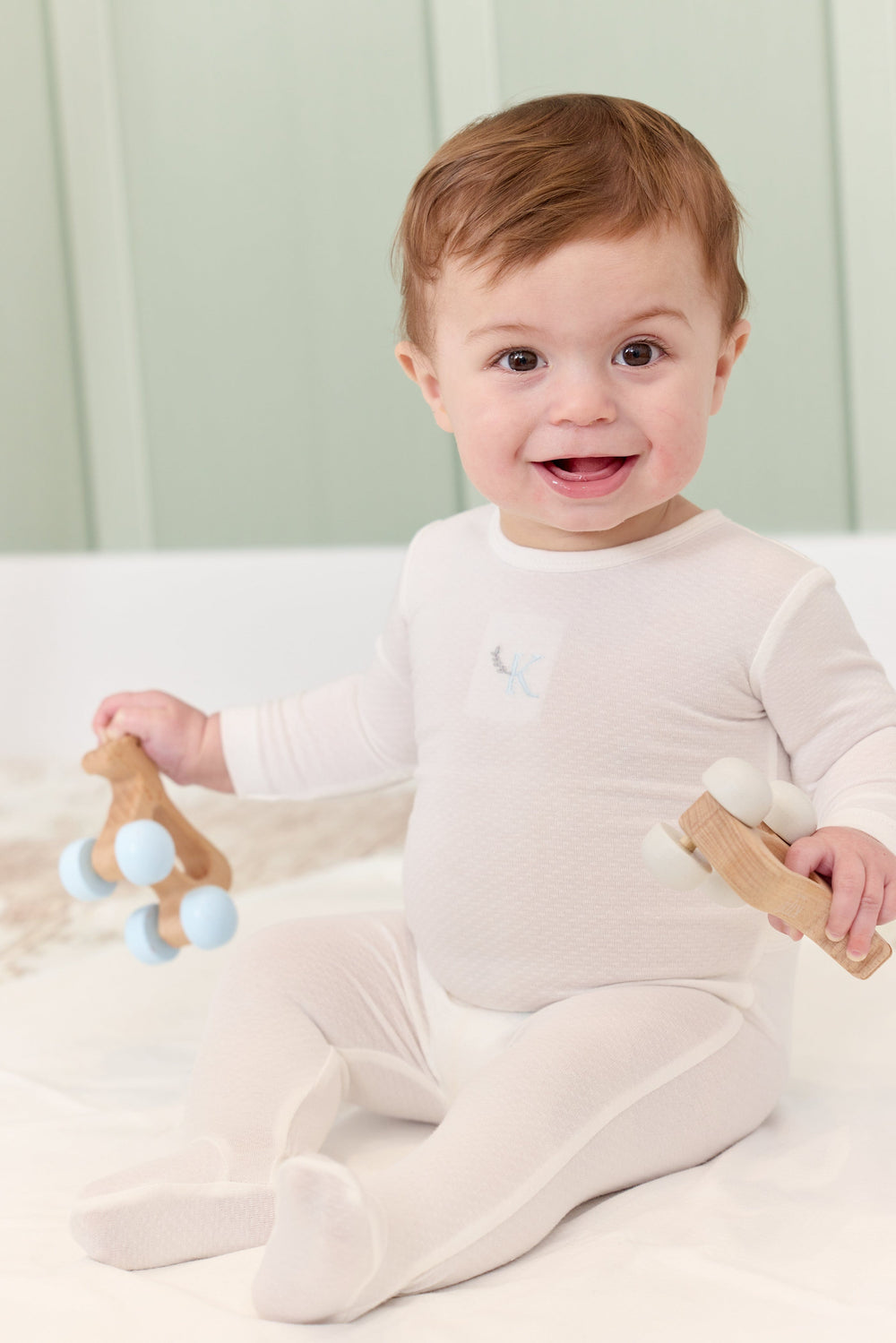 Metallic Embroidered Romper + Bonnet Set - Blue