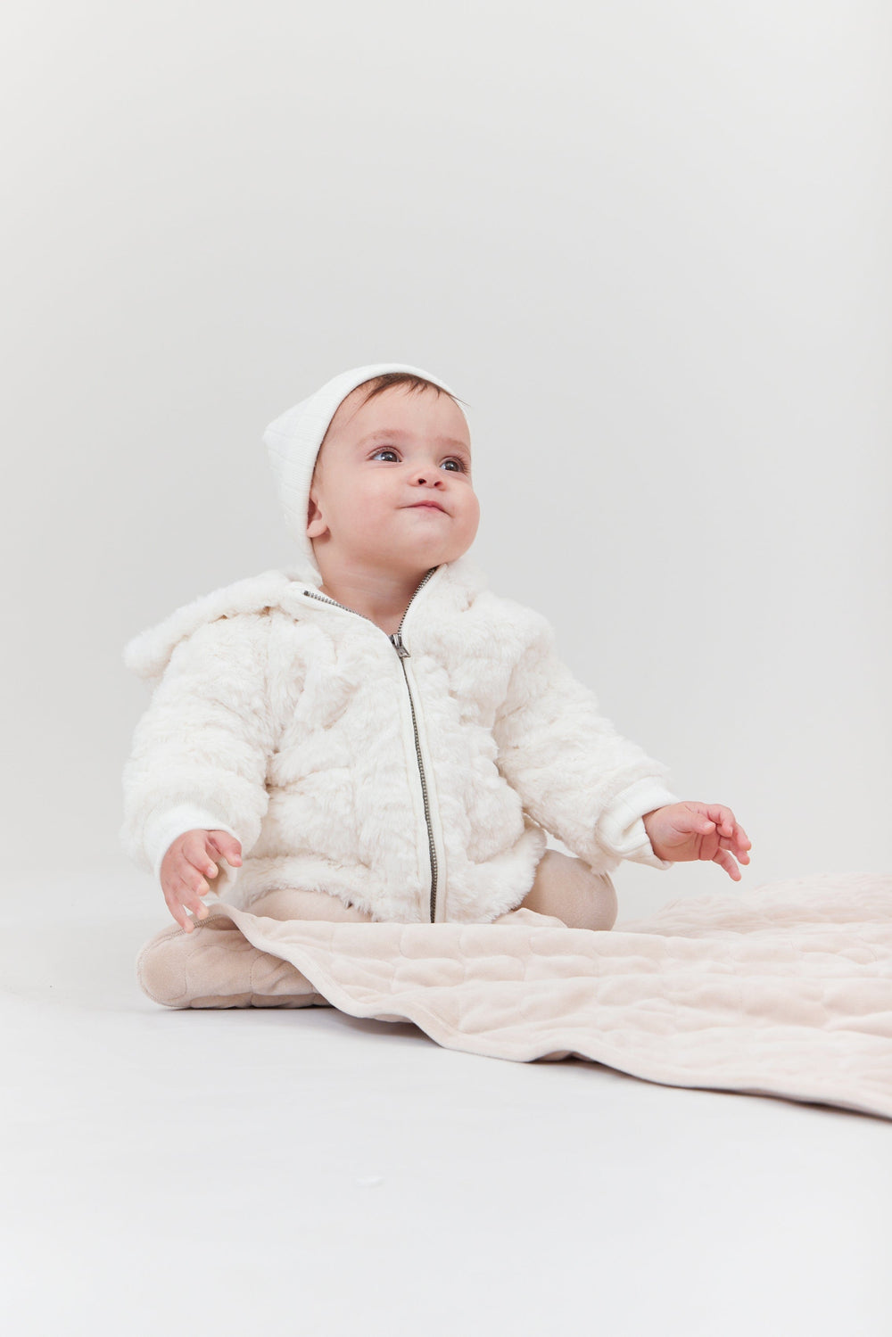 Textured Fur Jacket - White