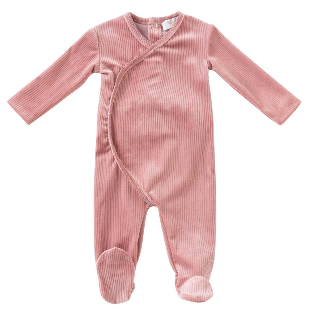 Pointelle Velour Romper - Grapefruit