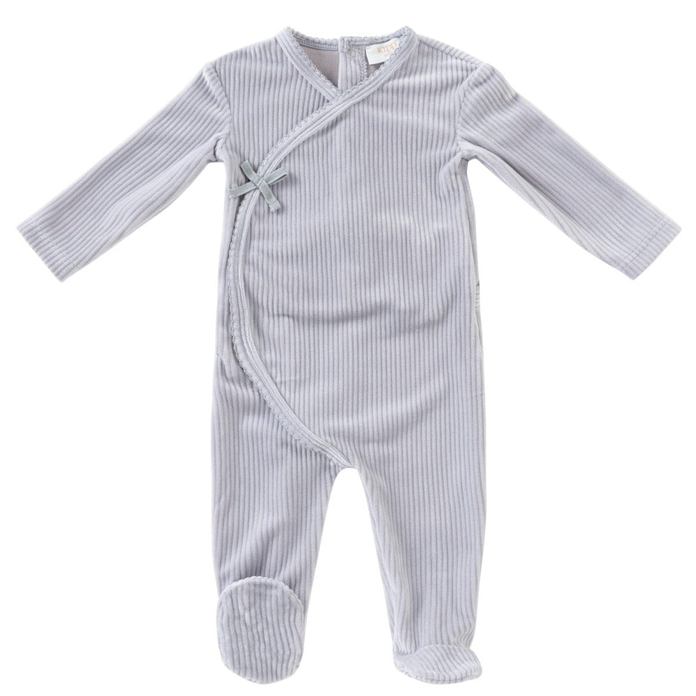 Pointelle Velour Romper - Light Blue