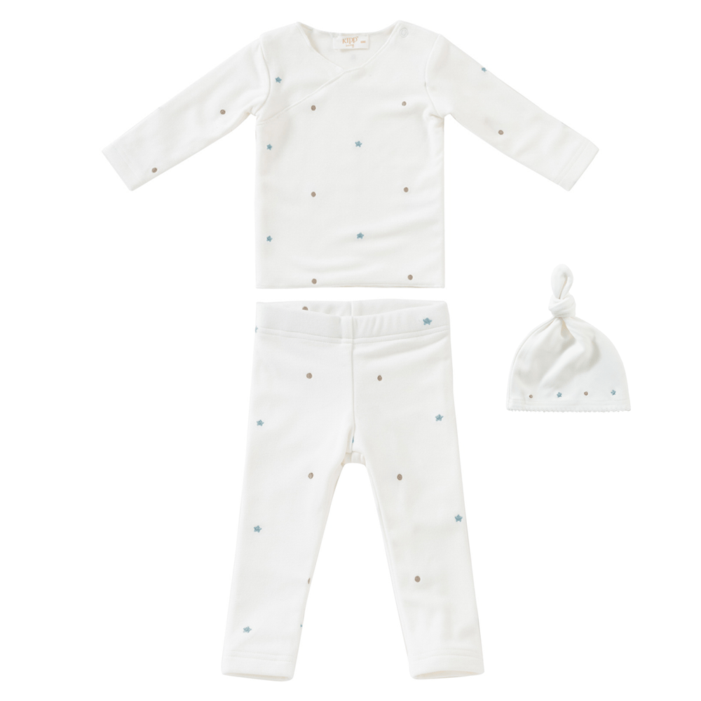 Fleece Star Romper & Hat Set - Sage