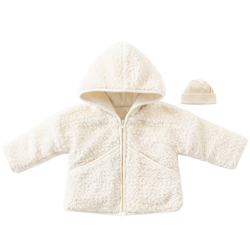 
                  
                    Shearling Jacket & Rib Beanie Set - White
                  
                