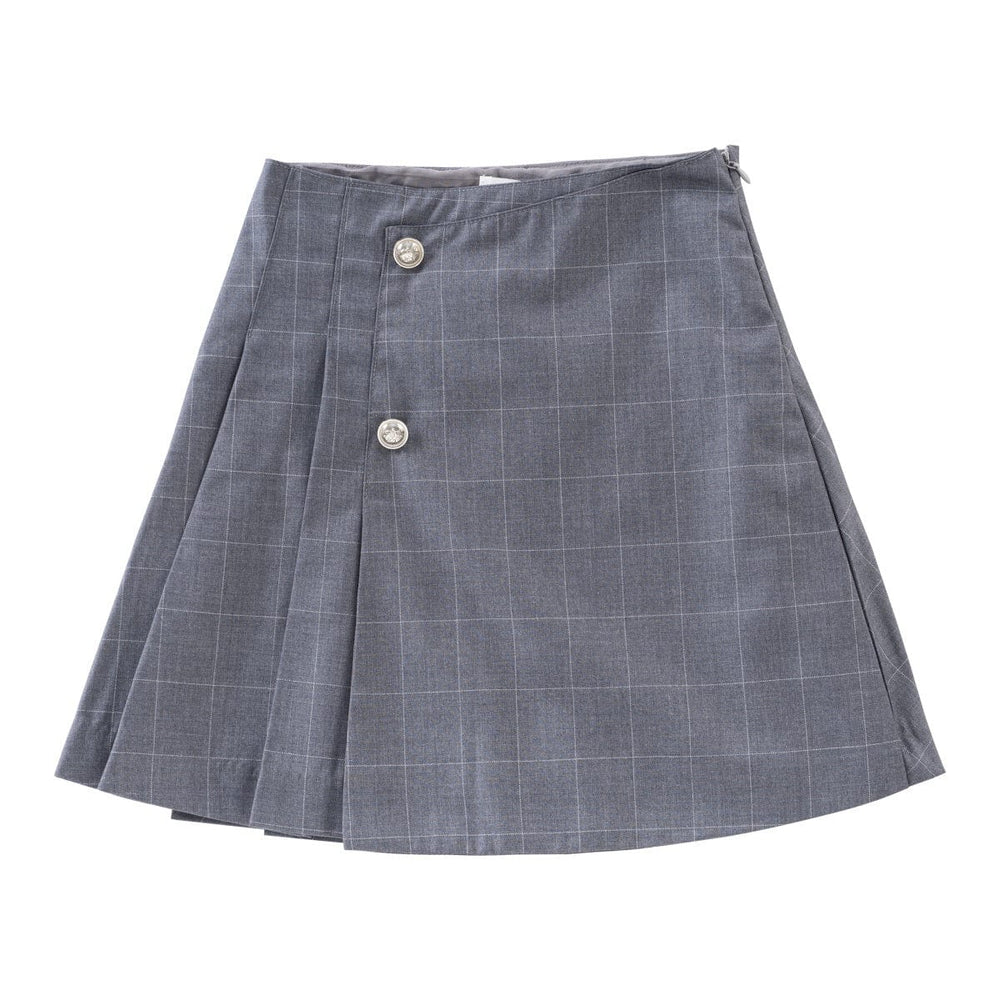 Grey plaid wrap skirt best sale