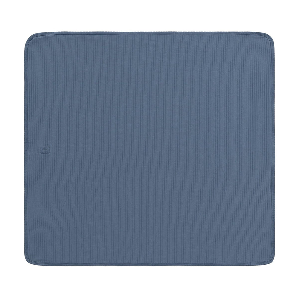 Embroidered Rib Blanket - Blue