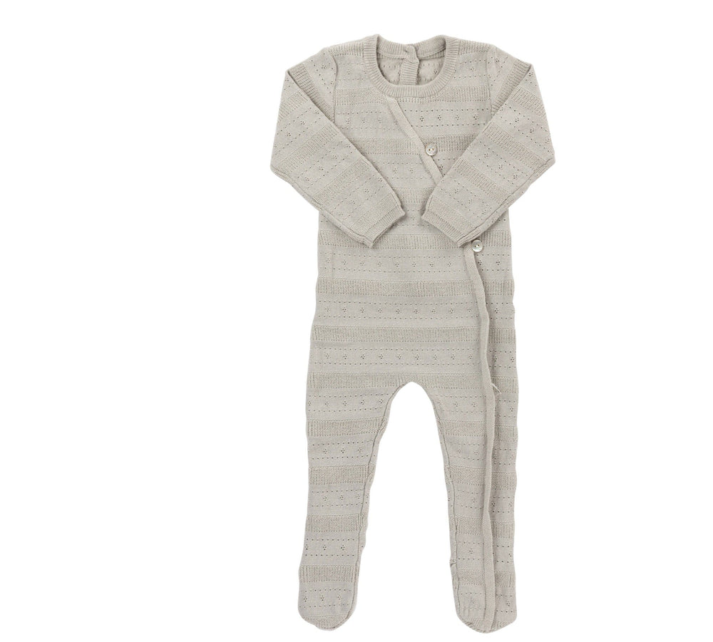 Pointelle Stripe Knit Romper - Sage