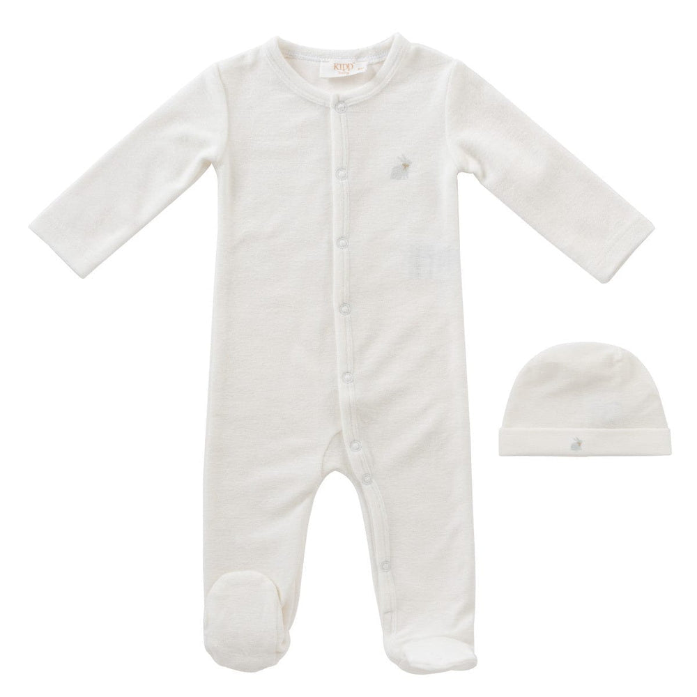 Bunny Terry Romper & Hat Set - Blue