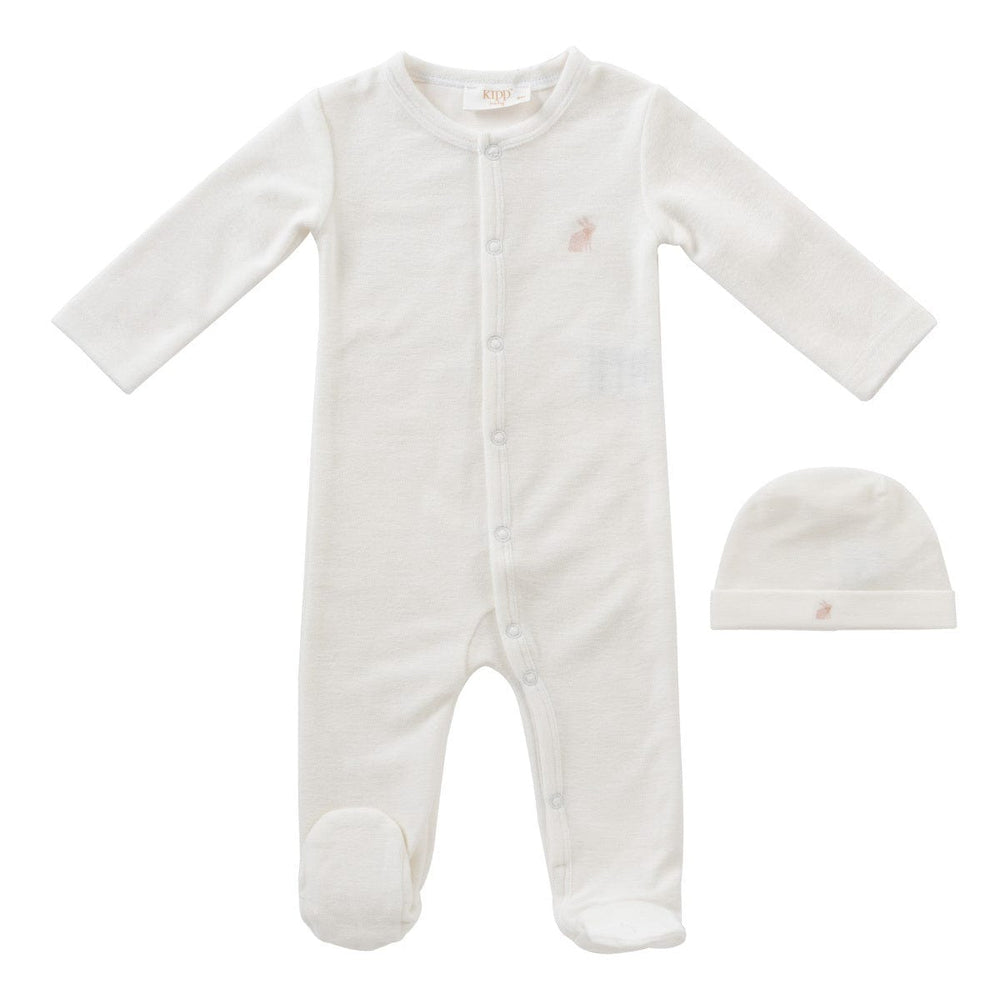 Bunny Terry Romper & Hat Set - Pink