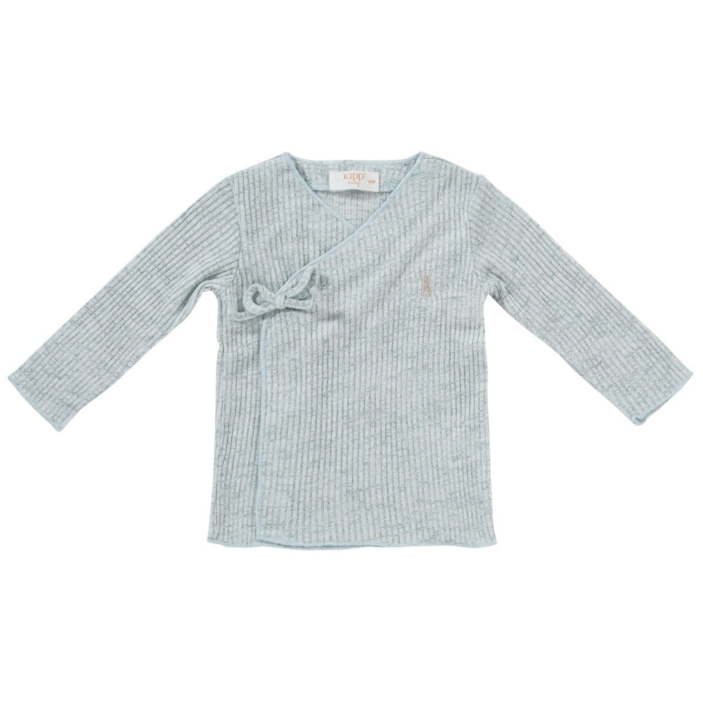 Slub Knit Wrap Sweater - Blue