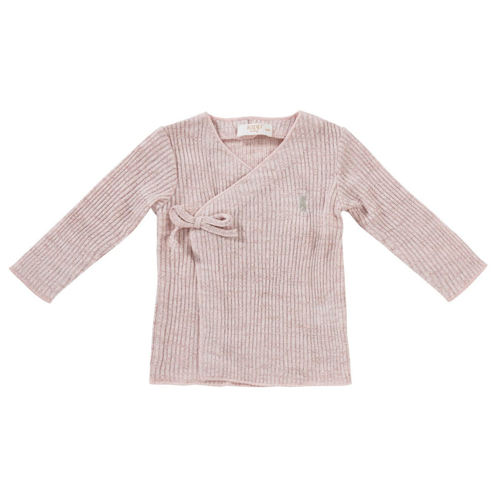 Slub Knit Wrap Sweater - Pink