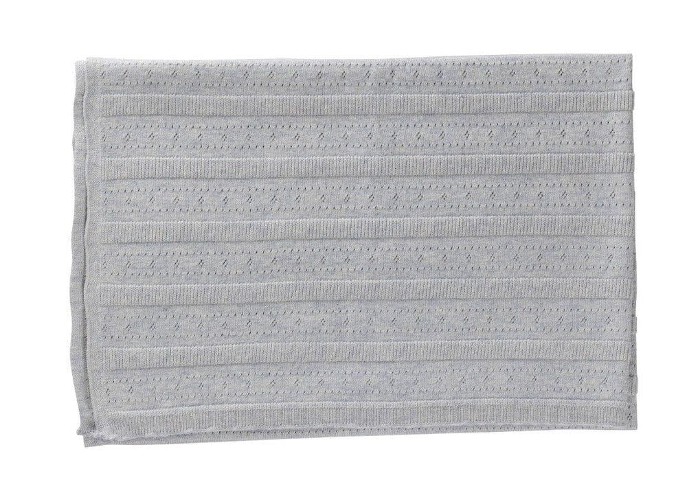 Pointelle Stripe Knit Blanket - Blue