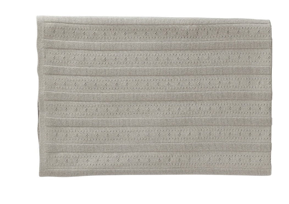 Pointelle Stripe Knit Blanket - Sage