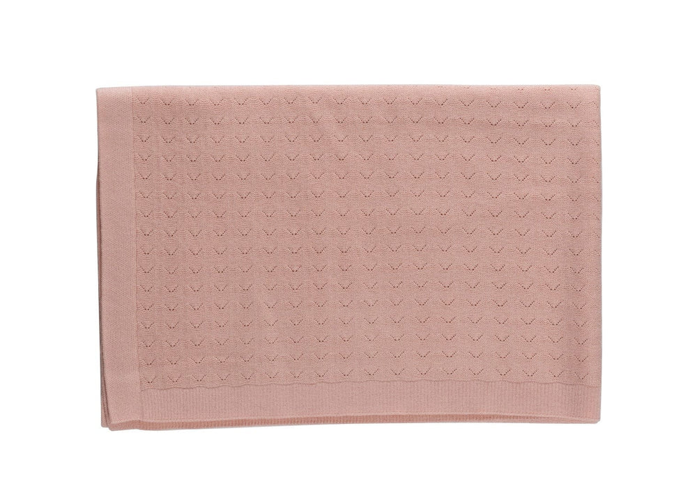 Zig Zag Pointelle Knit Blanket - Pink