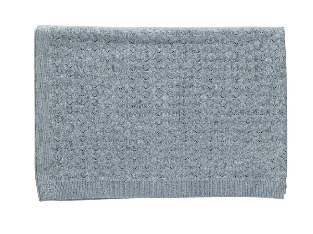 Zig Zag Pointelle Knit Blanket - Sage