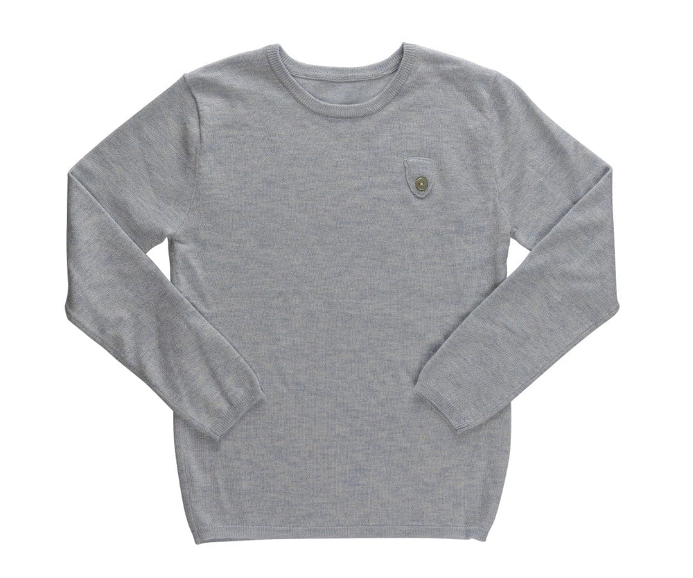 Classic Long Sleeve Knit Top - Light Blue
