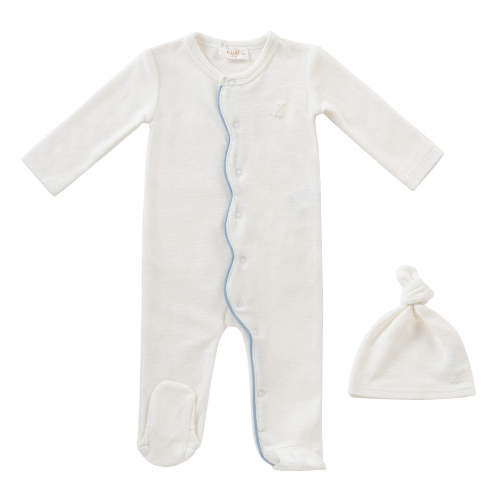 Scallop Terry Romper & Hat Set - Blue