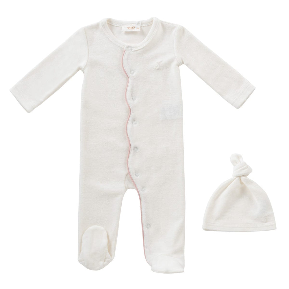 Scallop Terry Romper & Hat Set - Pink