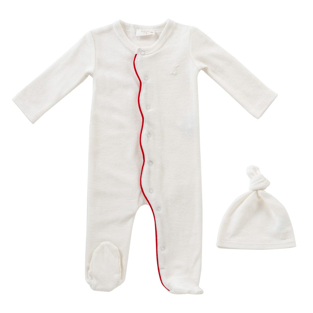 Scallop Terry Romper & Hat Set - Red