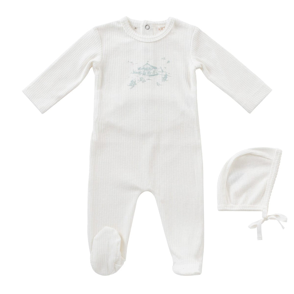 Carousel Romper & Bonnet Set - Blue
